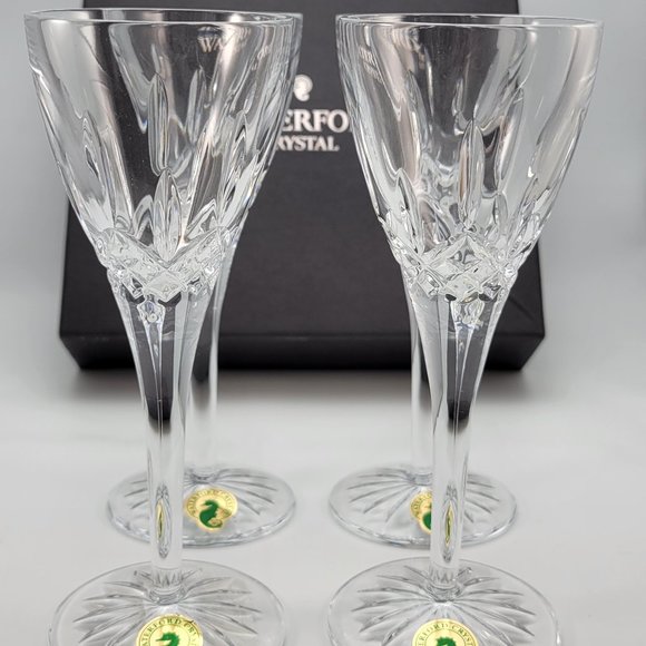Waterford Cut Crystal Lismore Nouveau Long Stem Cordial Glasses Set Of Four New - Picture 2 of 6
